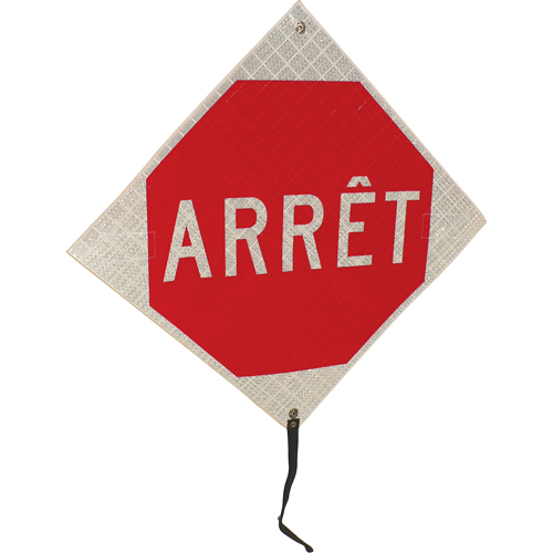 "Arr&ecirc;t" Rolled-Up Traffic Sign, 24" x 24", Vinyl, French Duraquip Inc