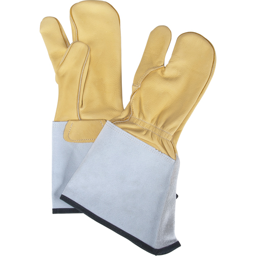 3-Finger Gloves, Medium, Grain Cowhide Palm Duraquip Inc