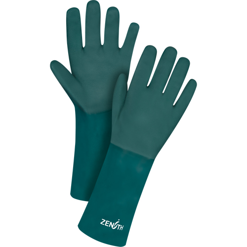 Gants verts &agrave; double enduit, 14" lo, PVC, Doublure en Jersey de coton, 70 mils Duraquip Inc