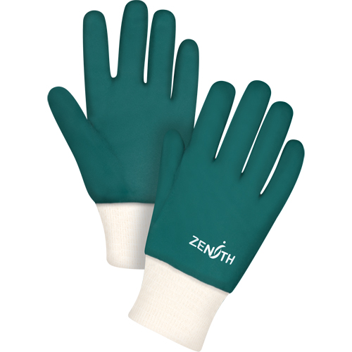 Double Dipped Green Gloves, 10" L, PVC, Cotton Jersey Inner Lining, 70-mil Duraquip Inc