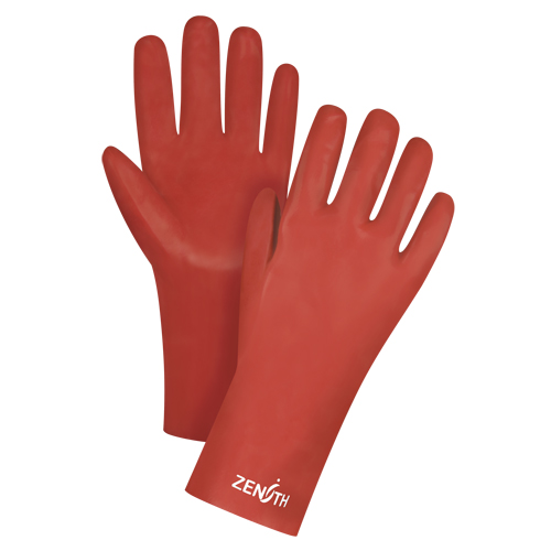 Gants rouges &agrave; fini doux r&eacute;sistants aux produits chimiques, Taille 9, 12" lo, PVC, Doublure en Interlock, 47-mil Duraquip Inc