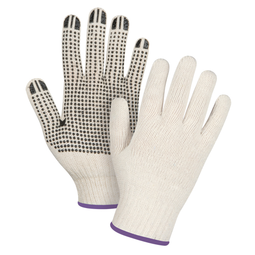 Heavyweight Dotted String Knit Gloves, Poly/Cotton, Single Sided, 7 Gauge, X-Small Duraquip Inc