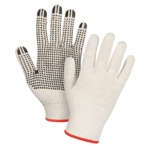 Heavyweight Dotted String Knit Gloves, Poly/Cotton, Single Sided, 7 Gauge, Small Duraquip Inc