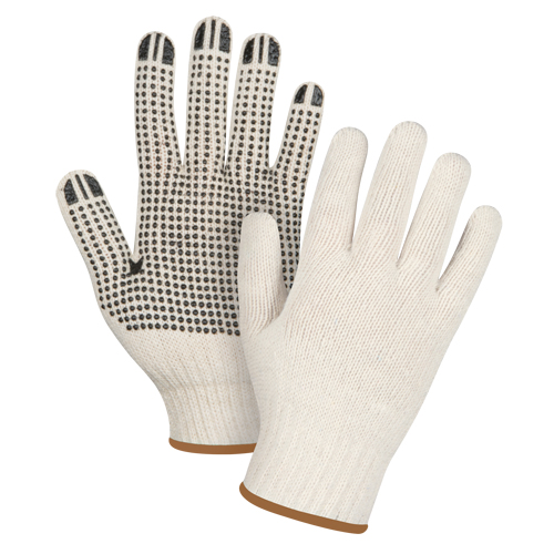 Gants l&eacute;gers tricot&eacute;s &agrave; pois, Poly/coton, Un c&ocirc;t&eacute;, Calibre 7, Grand Duraquip Inc