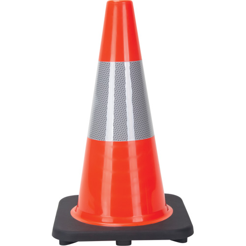 C&ocirc;ne de signalisation, 18", Orange, Bande(s) r&eacute;fl&eacute;chissante(s) 6" Duraquip Inc