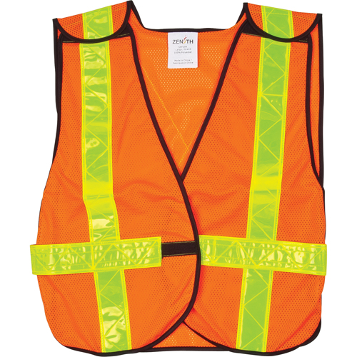 Standard-Duty Safety Vest, High Visibility Orange, Large, Polyester Duraquip Inc