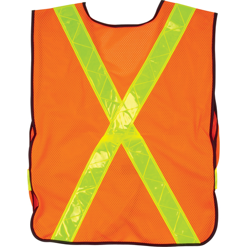 Standard-Duty Safety Vest, High Visibility Orange, Large, Polyester Duraquip Inc