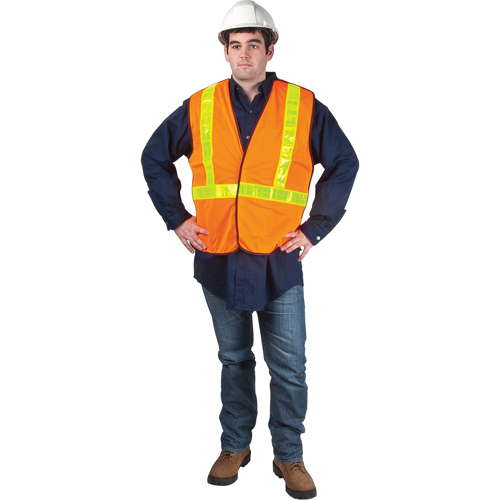Veste de s&eacute;curit&eacute; pour la circulation d&eacute;tachable en cinq points, Orange haute visibilit&eacute;, Grand, Polyester Duraquip Inc
