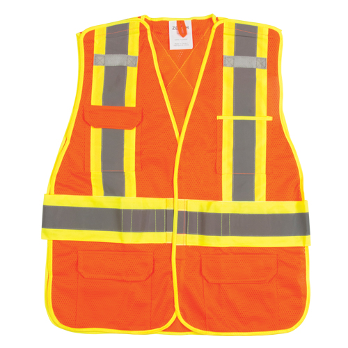 CSA Compliant High Visibility Surveyor Vest, High Visibility Orange, 2X-Large, Polyester Duraquip Inc