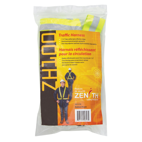Standard-Duty Safety Harness, High Visibility Lime-Yellow, Silver Reflective Colour, Medium Duraquip Inc