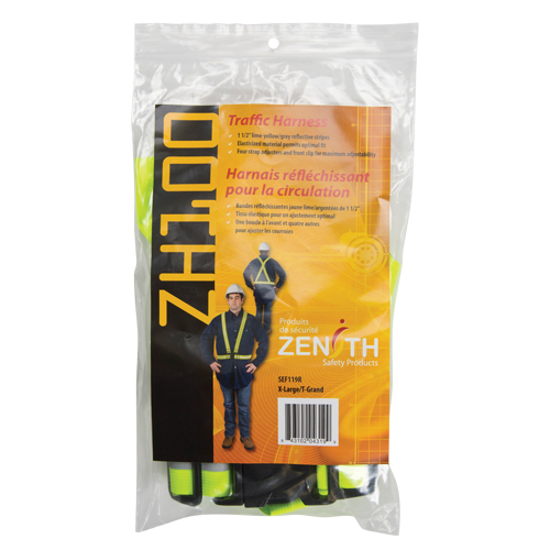 Standard-Duty Safety Harness, High Visibility Lime-Yellow, Silver Reflective Colour, X-Large Duraquip Inc