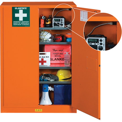 Armoires de rangement pour pr&eacute;paration aux situations d'urgence, Acier, 4 Tablettes, 65" h x 43" la x 18" P, Orange Duraquip Inc
