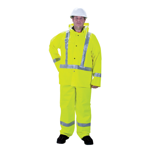 RZ900 Premium Traffic Rain Suit, Polyester/PVC, Medium, Lime-Yellow Duraquip Inc