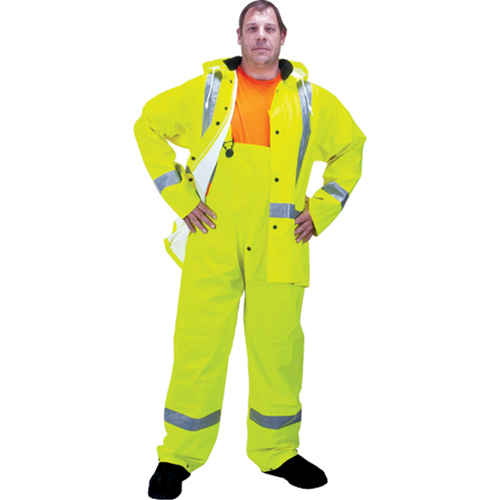 RZ900 Premium Traffic Rain Suit, Polyester/PVC, Medium, Lime-Yellow Duraquip Inc