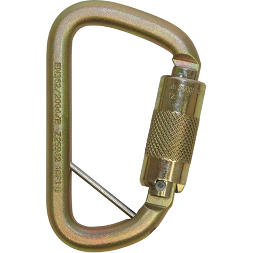 Rollgliss Technical Rescue Offset D Fall Arrest Carabiner, Steel, 3600 lbs Capacity Duraquip Inc