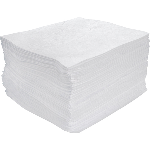 Feuilles absorbantes souffl&eacute;es de premi&egrave;re qualit&eacute;, Huile seulement, 15" x 17", 30 gal. d'absorption Duraquip Inc