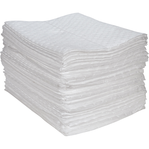 Feuilles absorbantes en fibres fines de premi&egrave;re qualit&eacute;, Huile seulement, 15" x 17", 30 gal. d'absorption Duraquip Inc