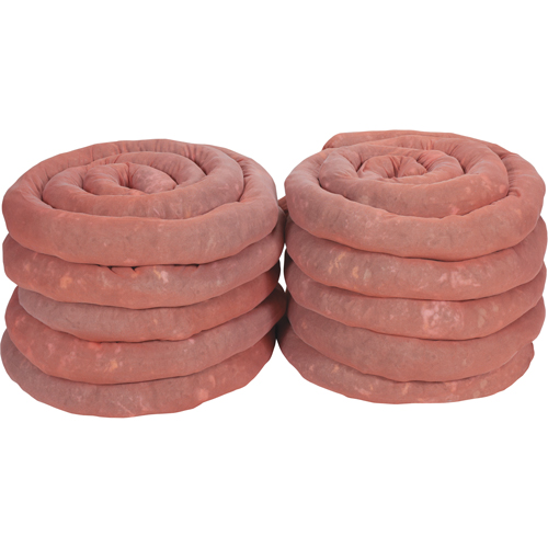 Remblais tubulaires absorbants, Mati&egrave;res dangereuses, Absorption 45 gal., 3" la x 10' lo, Pqt de 10 Duraquip Inc
