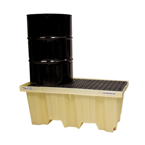 Nestable 2-Drum Poly-Spillpallet Without Drain, 66 US gal. Spill Capacity, 51" x 26" x 21" Duraquip Inc
