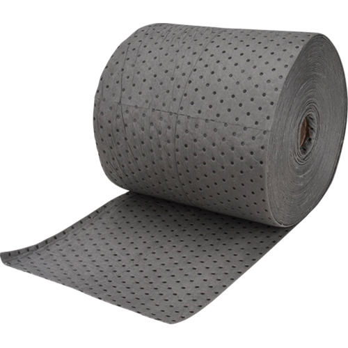 Rouleaux absorbants en fibres fines de calibre industriel, Lourd, 150' lo x 15" la, Absorption 35 gal. Duraquip Inc