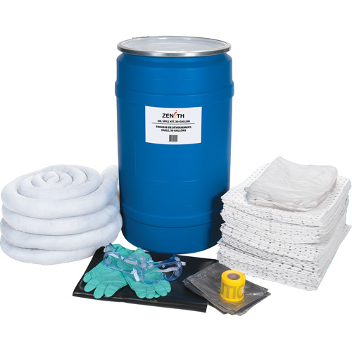 Trousse de lutte contre les d&eacute;versements de premi&egrave;re qualit&eacute;, Huile seulement, Baril, Absorbance de 30 gal. US Duraquip Inc
