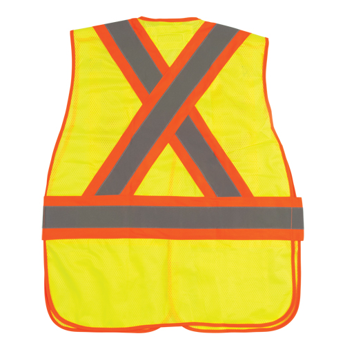 Flame-Resistant Surveyor Vest, High Visibility Lime-Yellow, Medium, Polyester Duraquip Inc