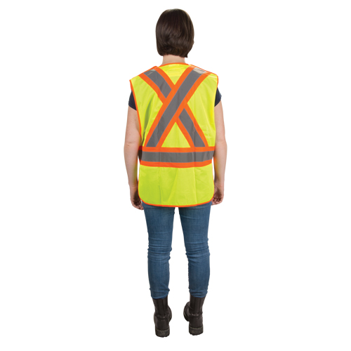 CSA Compliant High Visibility Surveyor Vest, High Visibility Lime-Yellow, Medium, Polyester Duraquip Inc