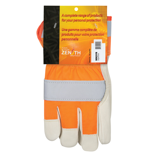 Gants d'ajusteur &agrave; chaleur sup&eacute;rieure orange haute visibilit&eacute;, Grand, Paume en Cuir fleur de vache, Doublure en Thinsulate Duraquip Inc
