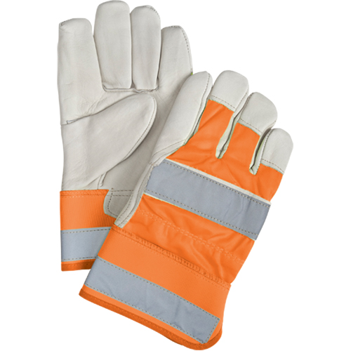 Gants d'ajusteur &agrave; chaleur sup&eacute;rieure orange haute visibilit&eacute;, Grand, Paume en Cuir fleur de vache, Doublure en Thinsulate Duraquip Inc