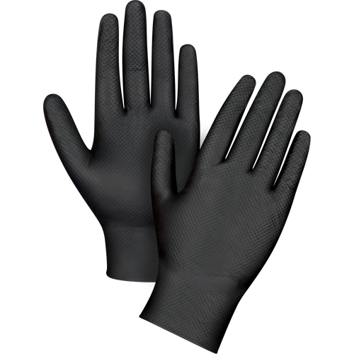 Gants d'examen de poids lourd &agrave; prise tactile, Petit, Nitrile, 8 mils, Sans poudre, Noir Duraquip Inc