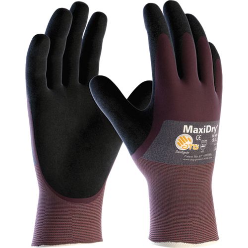 MaxiDry&reg; Gloves, Small, Foam Nitrile Coating, 18 Gauge, Nylon Shell Duraquip Inc
