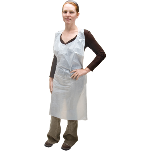Polyethylene Aprons, Polyethylene, White, 35" W x 46" L Duraquip Inc
