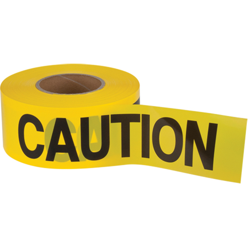 "Caution" Barricade Tape, English, 3" W x 1000' L, 1.5 mils, Black on Yellow Duraquip Inc