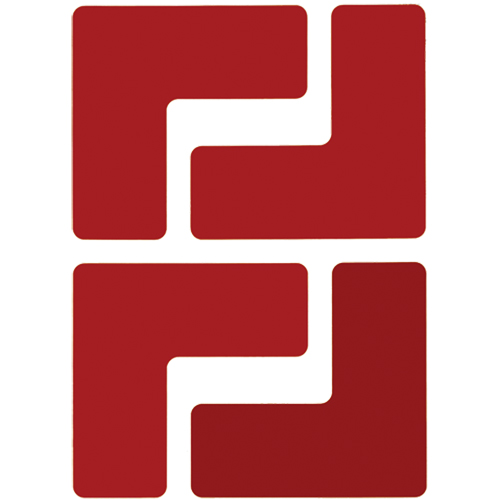 Floor Corner Marks, L, 5" L x 2" W, Red, Polyester Duraquip Inc