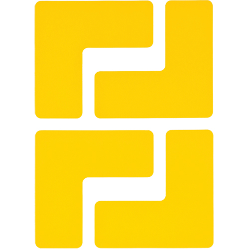 Floor Corner Marks, L, 5" L x 2" W, Yellow, Polyester Duraquip Inc