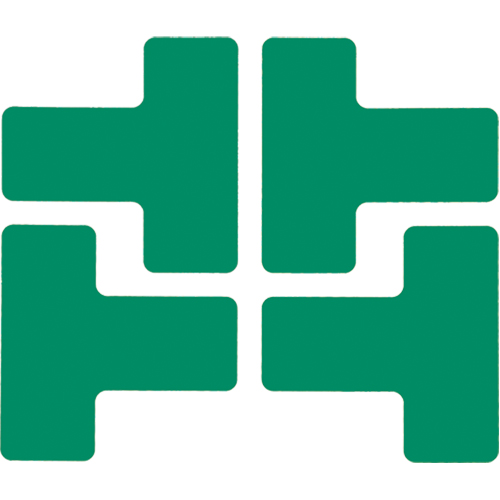 Floor Corner Marks, T, 5" L x 2" W, Green, Polyester Duraquip Inc