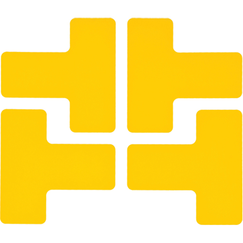 Floor Corner Marks, T, 5" L x 2" W, Yellow, Polyester Duraquip Inc