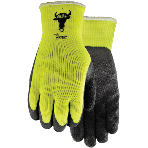 Gants Visibull 330, 7/Petit, R&ecirc;vetement Latex de caoutchouc, Enveloppe en Polyester Duraquip Inc