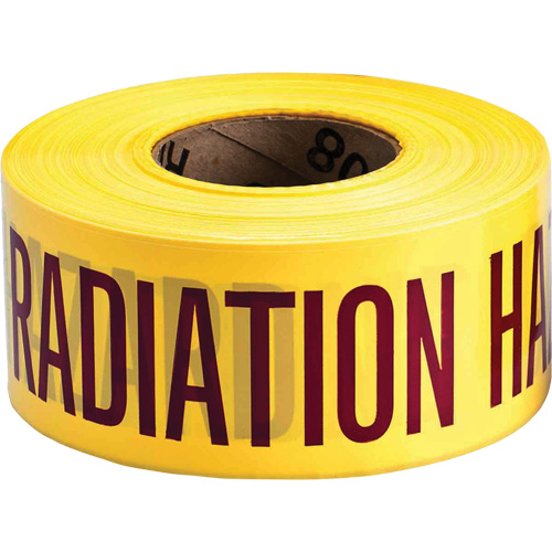 Barricade Tape, English, 3" W x 1000' L, 3 mils, Magenta on Yellow Duraquip Inc