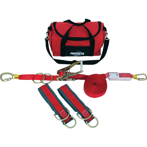 PRO-Line Temporary Horizontal Lifeline System, 60', Web, Swivel Duraquip Inc