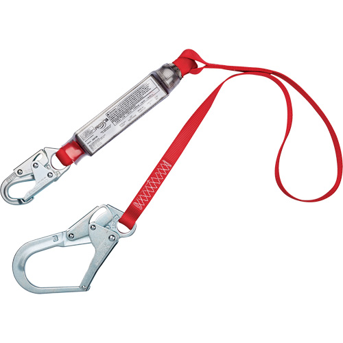 Cordon amortisseur de chute, 4', Point d'ancrage &agrave; Crochet mousqueton, Crochet d'armature aux jambes, Polyester Duraquip Inc