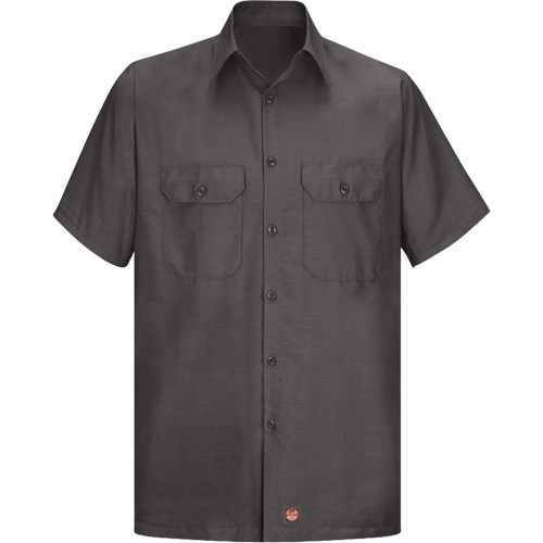 Short Sleeve Ripstop Shirt, Men's, Large (Tall), Charcoal Duraquip Inc