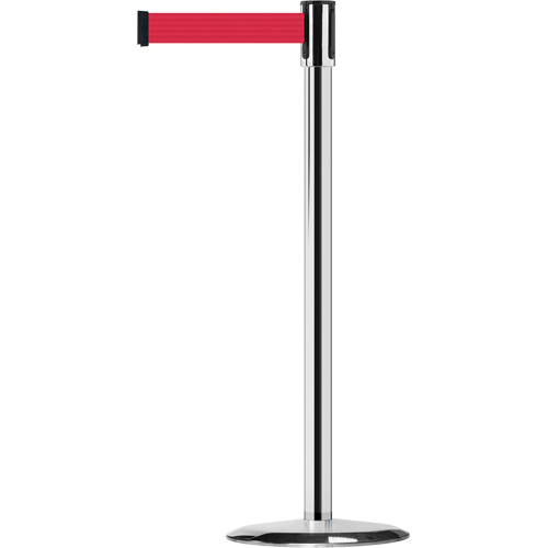 Montant pour barri&egrave;re Slimline TensaBarrier, Acier, 38" h, Ruban Rouge, Longueur du ruban 7,5' Duraquip Inc