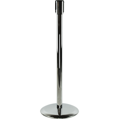 Slimline TensaBarrier&reg; Receiver Post, 38" High, Polished Chrome Duraquip Inc