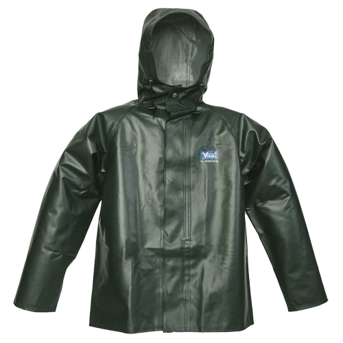 Journeyman Chemical Resistant Rain Jacket, Small, Green, Polyester/PVC Duraquip Inc