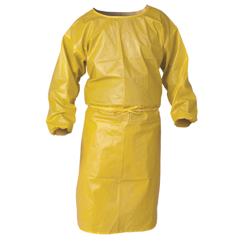 Blouse de protection Kleenguard contre la vaporisation de produits chimiques, Polypropyl&egrave;ne, Jaune, 34" la x 52" lo Duraquip Inc