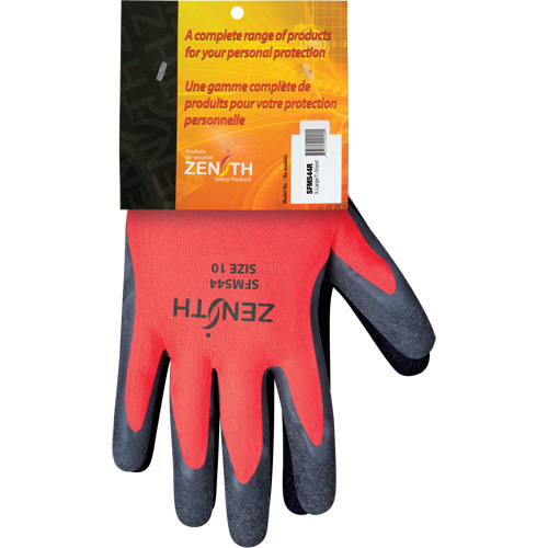 Gants enduits de latex de caoutchouc naturel, 10, R&ecirc;vetement Latex de caoutchouc, Calibre 13, Enveloppe en Polyester Duraquip Inc