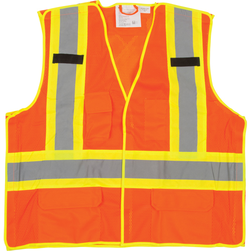 5-Point Tear-Away Premium Safety Vest , High Visibility Orange, Large/X-Large, Polyester Duraquip Inc