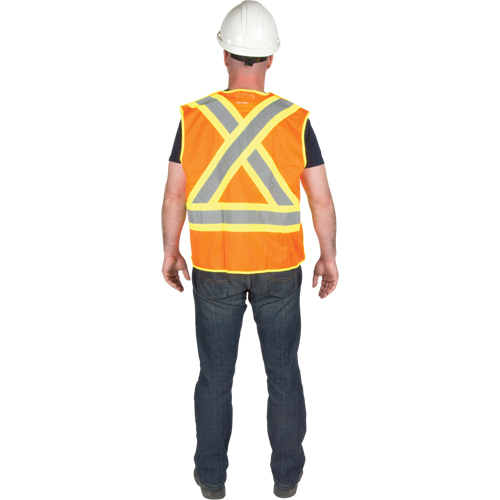 5-Point Tear-Away Premium Safety Vest , High Visibility Orange, Large/X-Large, Polyester Duraquip Inc