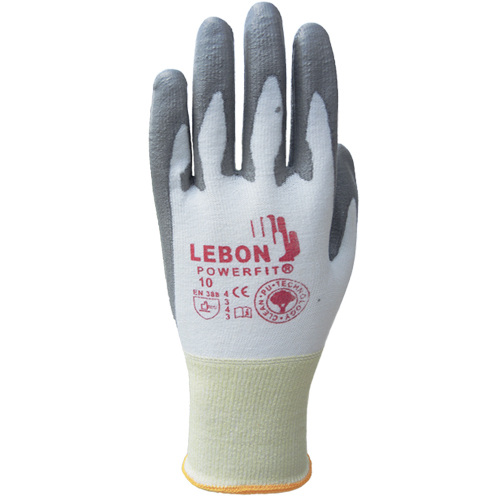 Gants r&eacute;sistants &agrave; la coupe PowerFit Lebon, Taille Grand/10, Calibre 13, Rev&ecirc;tement Polyur&eacute;thane, Enveloppe en Poly&eacute;thyl&egrave;ne, ASTM ANSI niveau A2/EN 388 niveau B Duraquip Inc